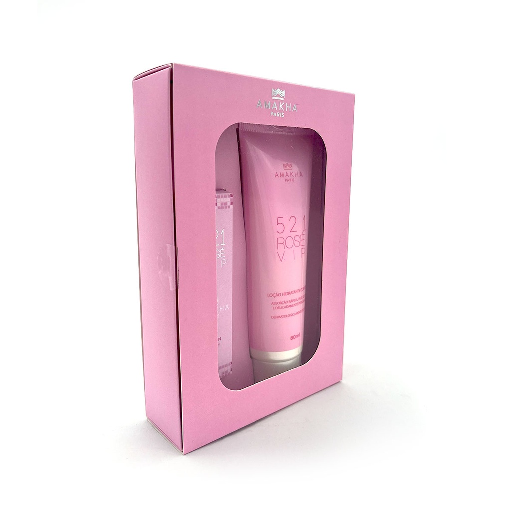 Caixa presente Perfume 15ml e Hidratante - Rosa