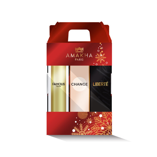 Caixa de Presente para 3 Perfumes de 15ml - Vermelha Natal