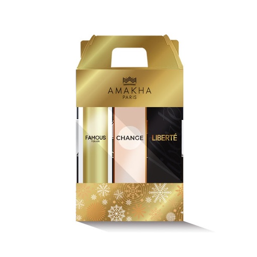 [801171MA] Caixa de Presente para 3 Perfumes de 15ml - Dourada Natal